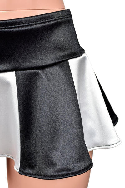 Black and White Stretch Satin Micro Mini Skirt