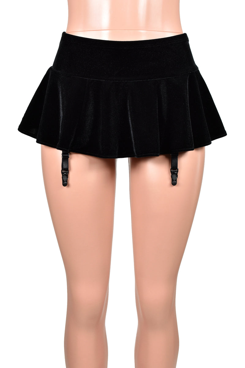 スカート ANDWANG AND Garter mini skirt black S 14284b-black-velvet-micro-mini