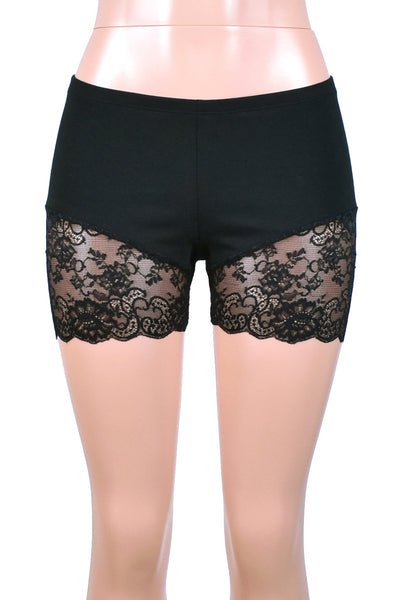 Black Lace Leg Shorts (3.5" inseam)