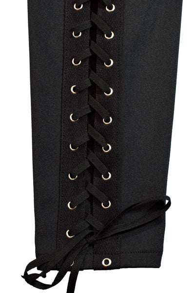 Black Nylon Spandex Back Lace-Up Leggings