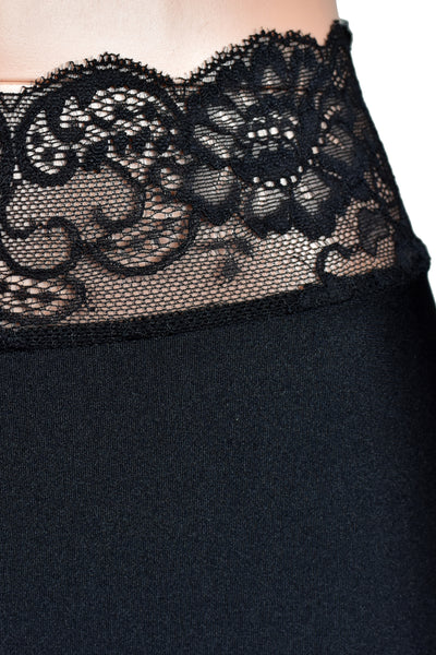 Shiny Spandex Black High-Waisted Stretch Lace Shorts (8.5" inseam)