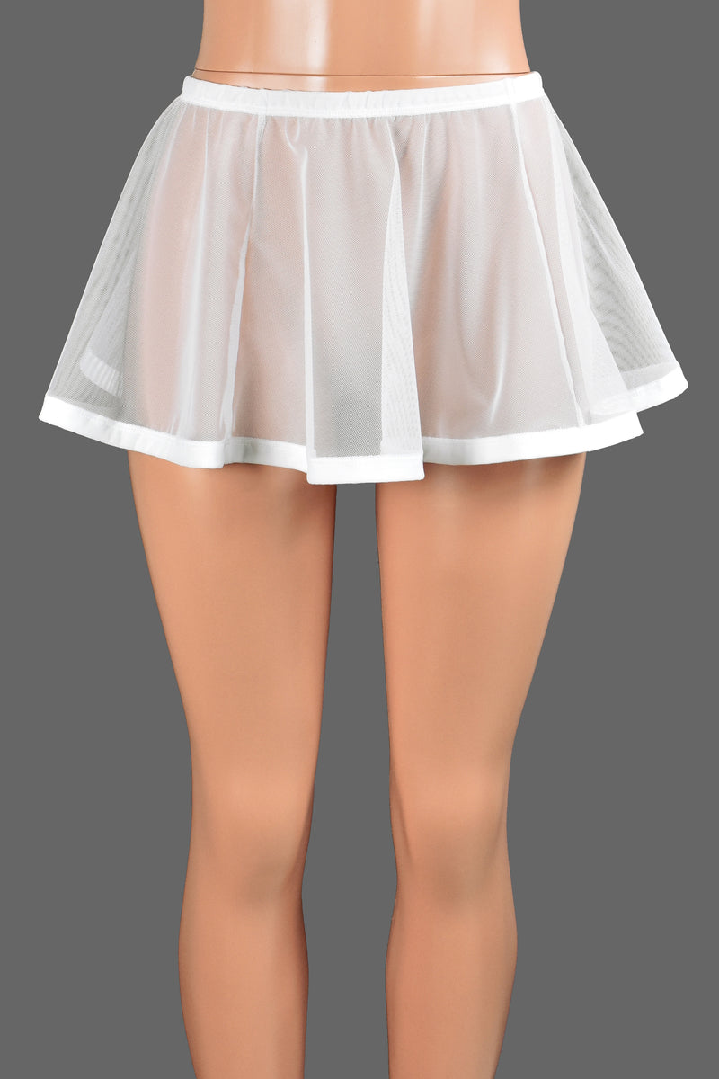 Flared White Mesh and Elastic Skirt (Two Length Options
