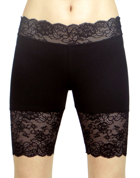 Black Stretch Lace Shorts (8.5" inseam)