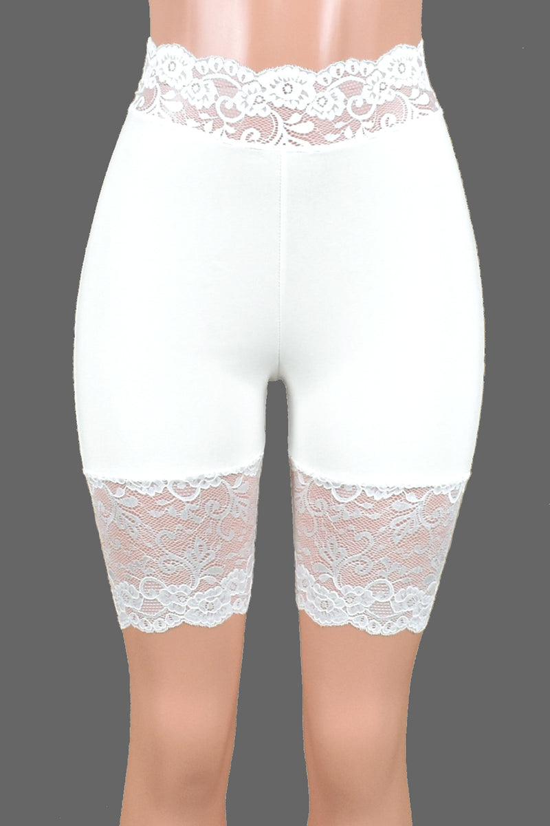 White HighWaisted Stretch Lace Shorts plus size cotton Deranged Designs — free download