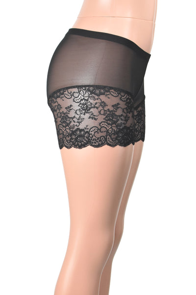 Black Mesh Lace Leg Shorts (3.5" inseam)