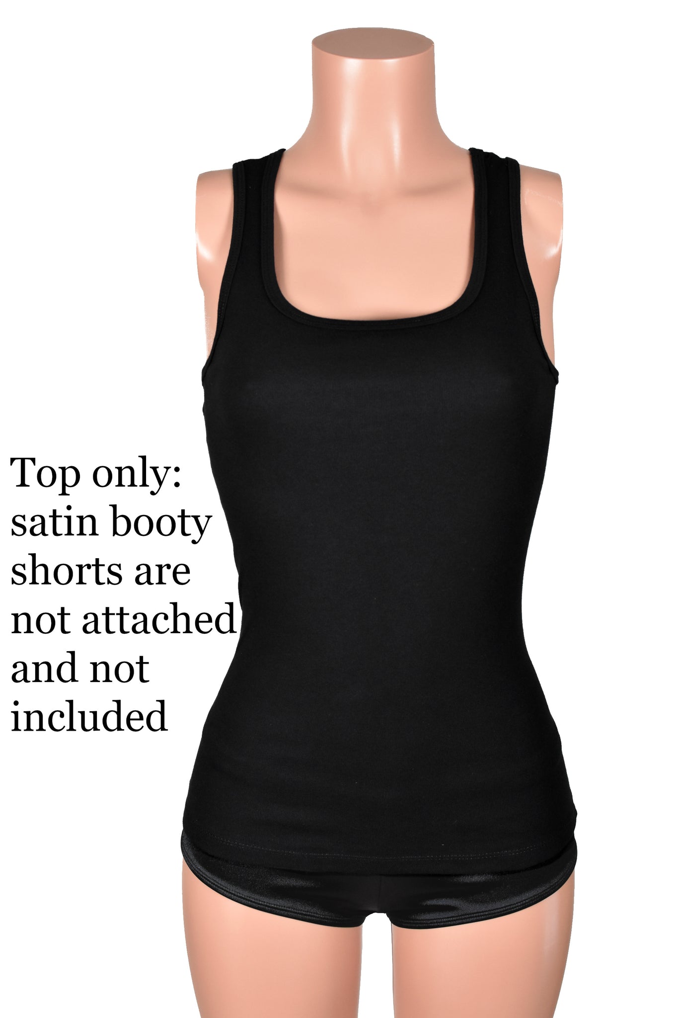 Black Lace-Up Back Extra Long Tank Top cotton poly corset back