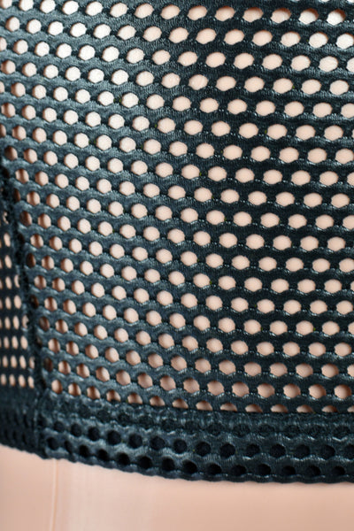 Black Shiny Net Crop Top