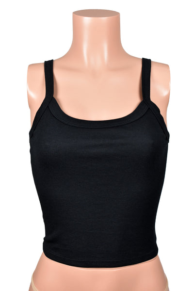 Black Lace-Up Back Grommet Cropped Tank Top