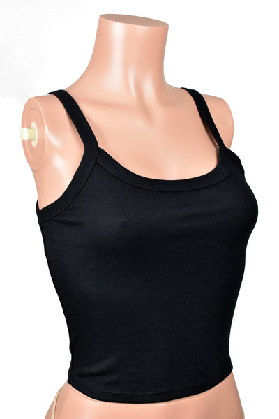 Black Lace-Up Back Grommet Cropped Tank Top