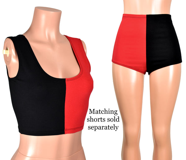 Black and Red Cropped Tank Top (cotton spandex)