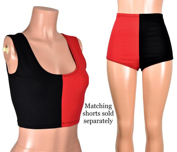 Black and Red Cropped Tank Top (cotton spandex)