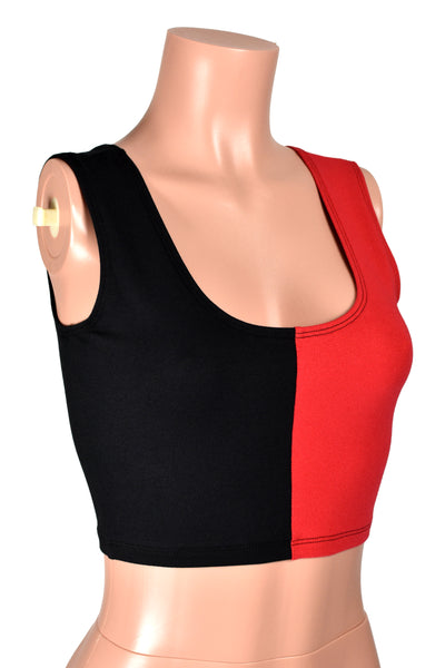 Black and Red Cropped Tank Top (cotton spandex)
