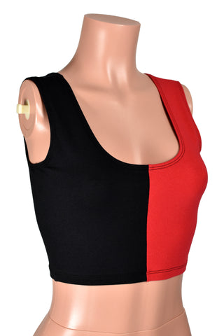 Black and Red Cropped Tank Top (cotton spandex)