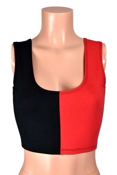 Black and Red Cropped Tank Top (cotton spandex)