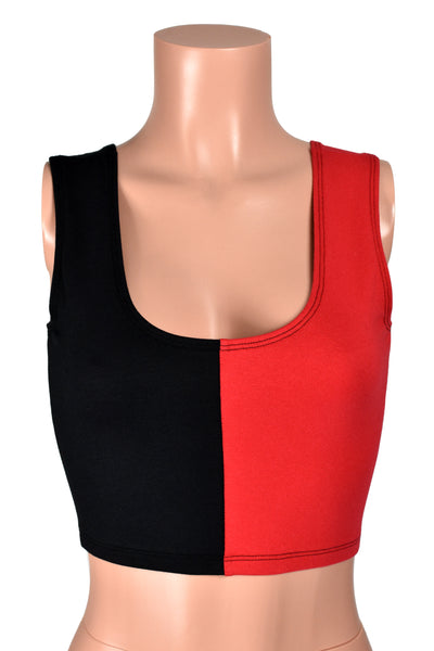 Black and Red Cropped Tank Top (cotton spandex)