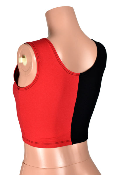 Black and Red Cropped Tank Top (cotton spandex)