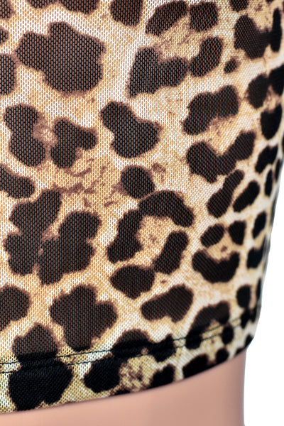 Sheer Leopard Print Stretch Mesh Crop Top