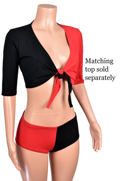 Black and Red Low Rise Booty Shorts (cotton spandex)
