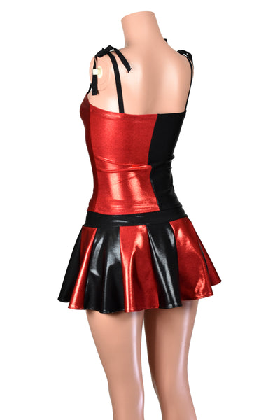 Black and Red Metallic Mystique Shoulder-Tie Tank Top