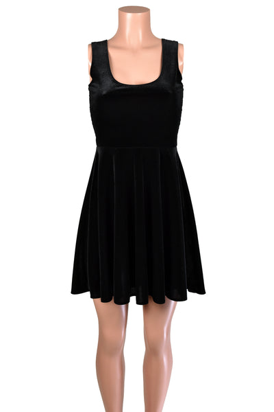Black Velvet and Lace Sleeveless Skater Dress (sheer back)