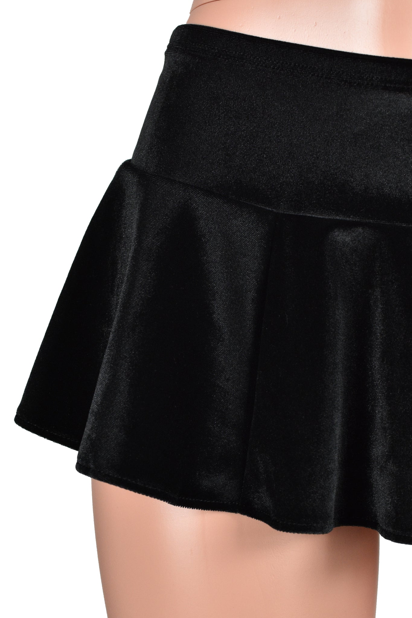 Black Velvet Micro Mini Skirt Stretch Spandex Plus Size Deranged Designs 