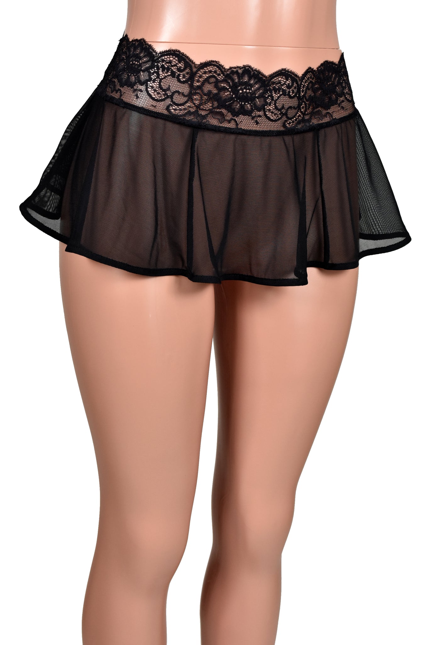 Sheer Black Mesh Micro Mini Skirt Plus Size Goth Gothic Lingerie Deranged Designs 