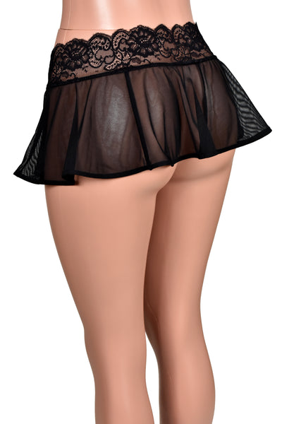 Sheer Black Mesh Micro Mini Skirt