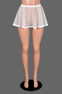 Flared White Mesh and Elastic Skirt (11" Length)