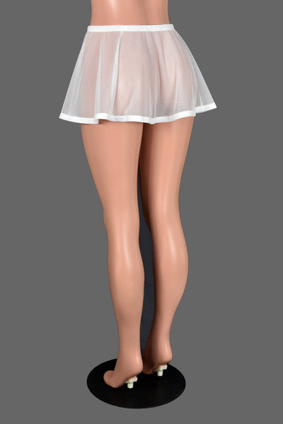 Flared White Mesh and Elastic Skirt (11" Length)