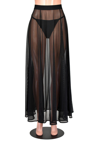 Sheer Black Mesh Maxi Skirt