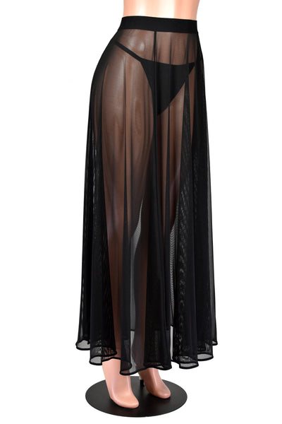 Sheer Black Mesh Maxi Skirt