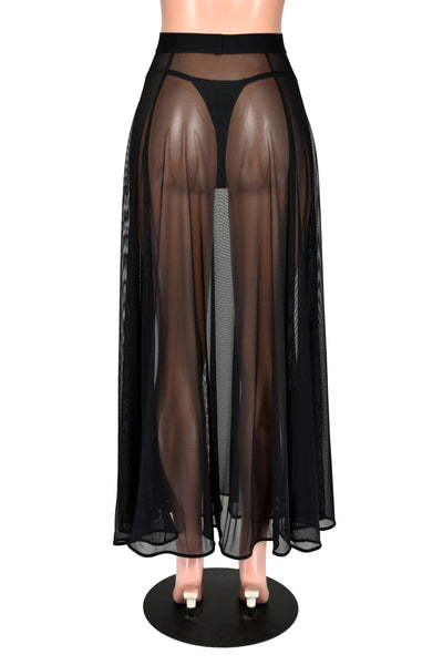 Sheer Black Mesh Maxi Skirt