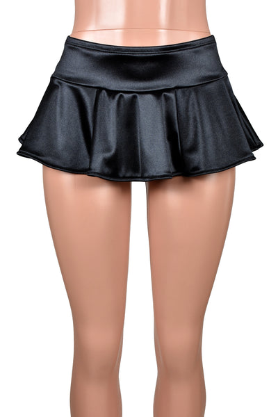 Black Stretch Satin Micro Mini Skirt