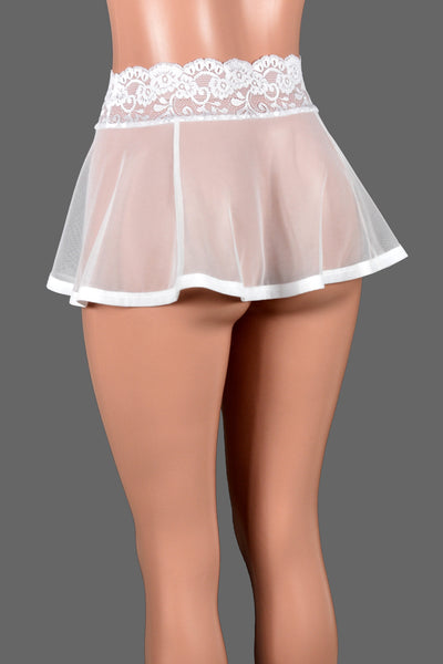 White Mesh Skirt with Lace Waistband (Three Length Options)