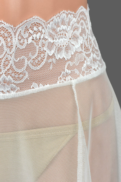 White Mesh Skirt with Lace Waistband (18" Length)