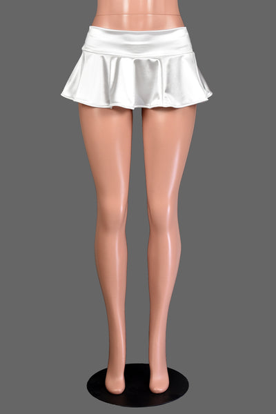 White Stretch Satin Micro Mini Skirt