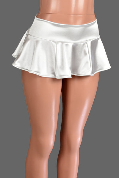 White Stretch Satin Micro Mini Skirt
