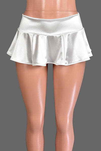 White Stretch Satin Micro Mini Skirt