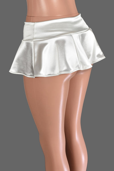 White Stretch Satin Micro Mini Skirt