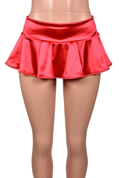 Red Stretch Satin Micro Mini Skirt