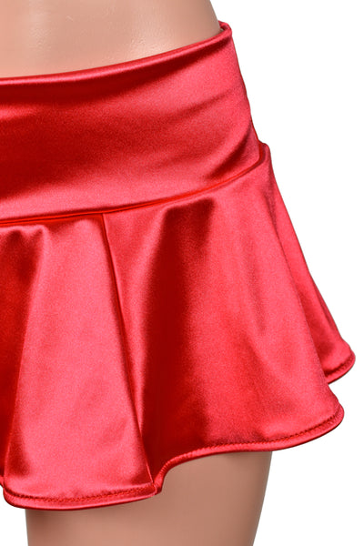 Red Stretch Satin Micro Mini Skirt