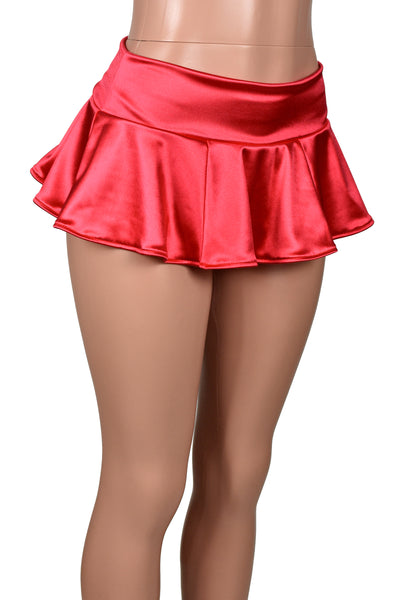 Red Stretch Satin Micro Mini Skirt