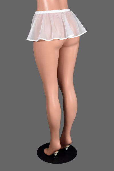 White Mesh Micro Mini Skirt (8" long)