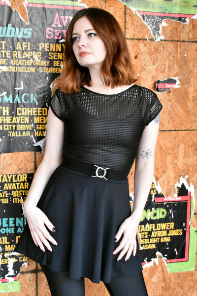 Black Poly/Spandex Skater Skirt (Mini Length)