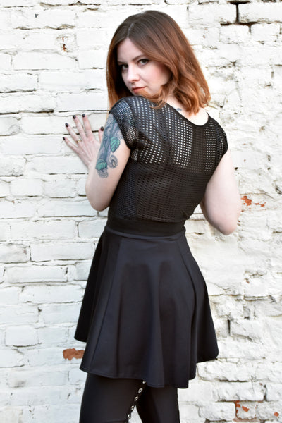 Black Poly/Spandex Skater Skirt (Mini Length)