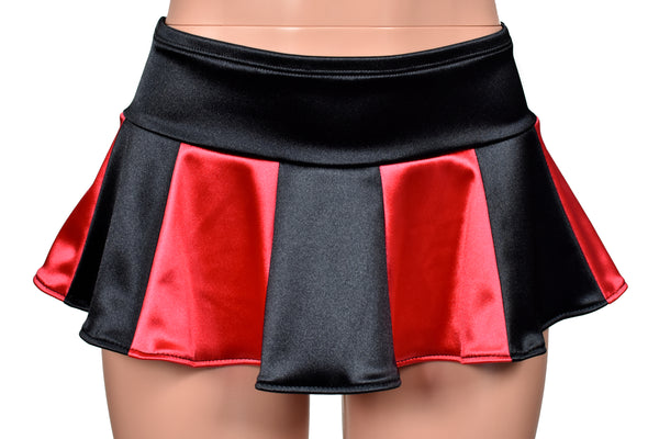 Black and Red Stretch Satin Micro Mini Skirt (many colors available)