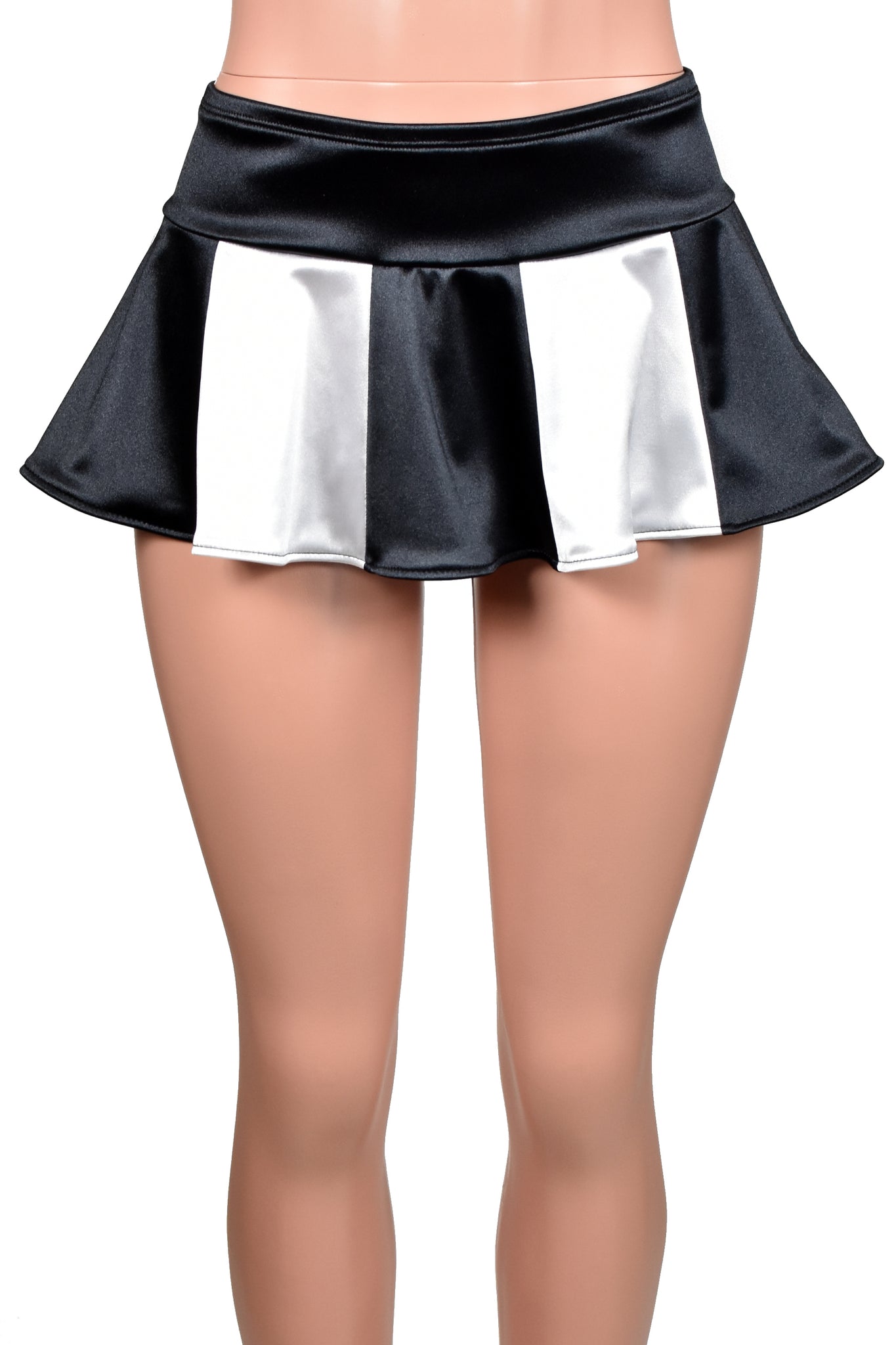 Black And White Stretch Satin Micro Mini Skirt Plus Size Lingerie