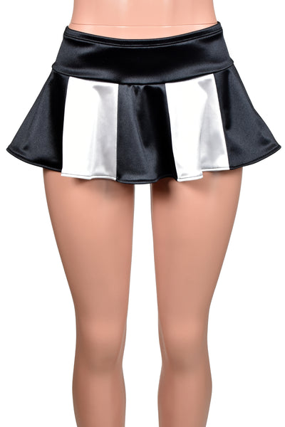 Black and White Stretch Satin Micro Mini Skirt