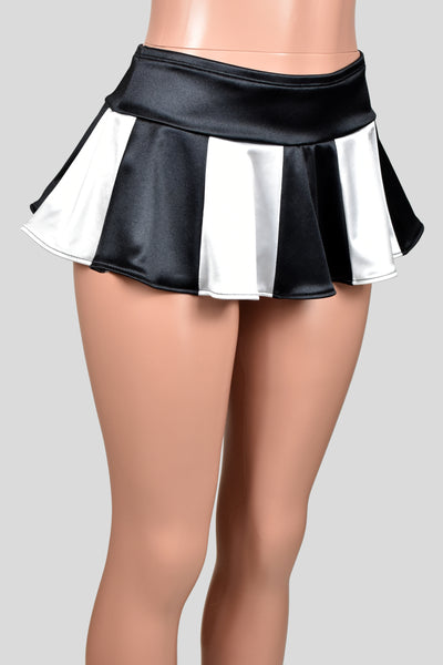 Black and White Stretch Satin Micro Mini Skirt