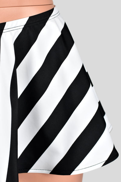 Black and White Striped Micro Mini Skirt (8.5" long)